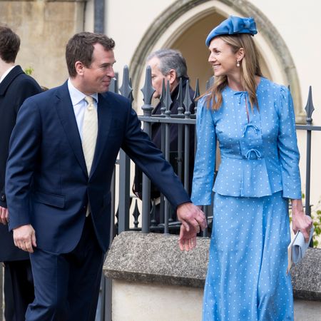 Harriet Sperling and Peter Phillips smiling at each other