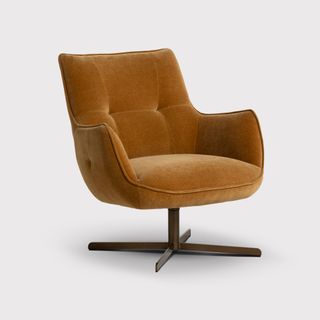 Milne Light Brown Fabric Swivel Armchair, in London 28a - Barker & Stonehouse