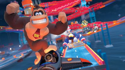 Donkey Kong in Mario Kart World.