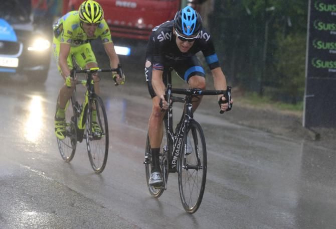 Bradley Wiggins (Sky) chases after a crash on stage 7