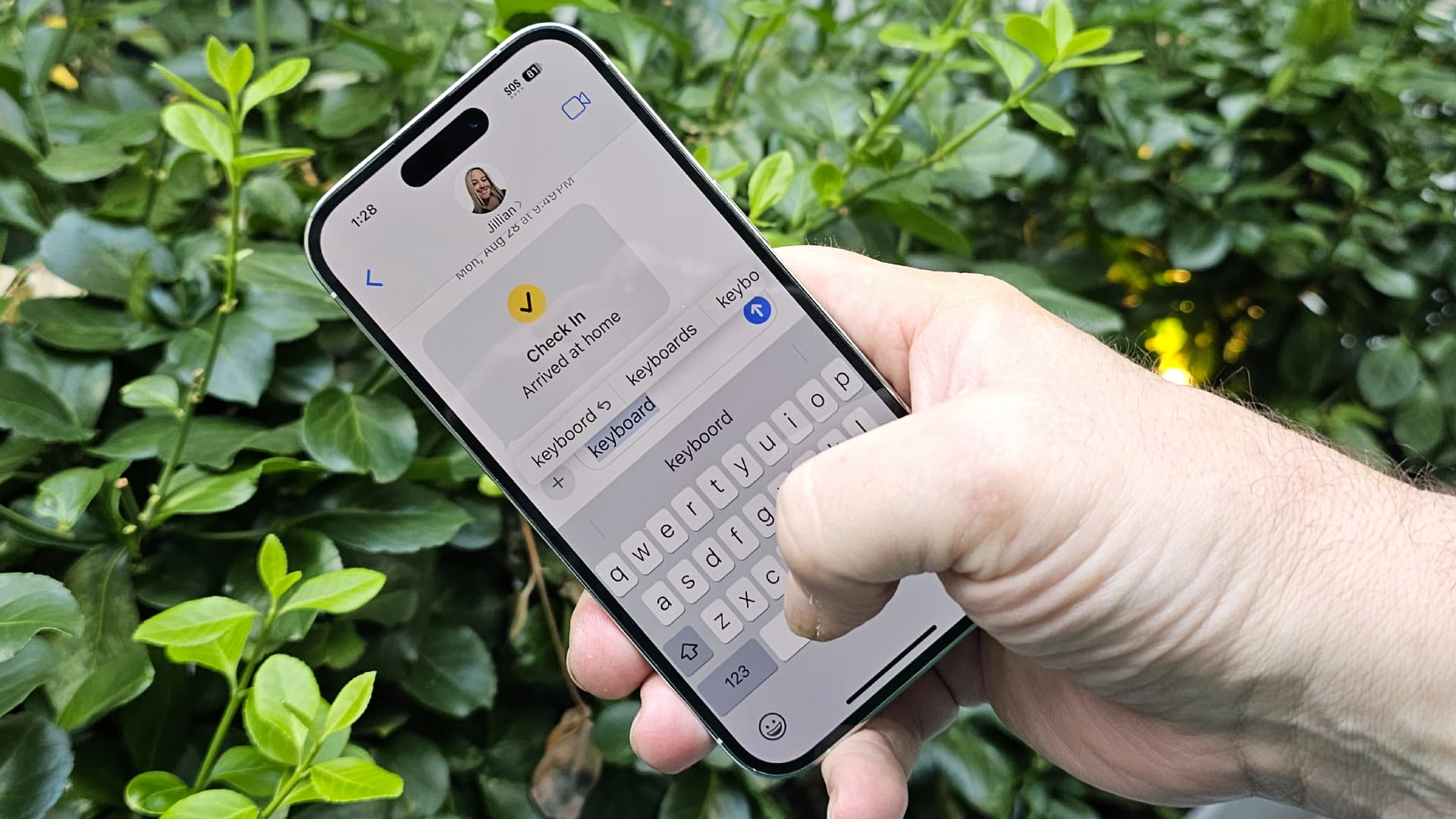 iPhone 14 Pro with improved iOS 17 keyboard autocorrect.
