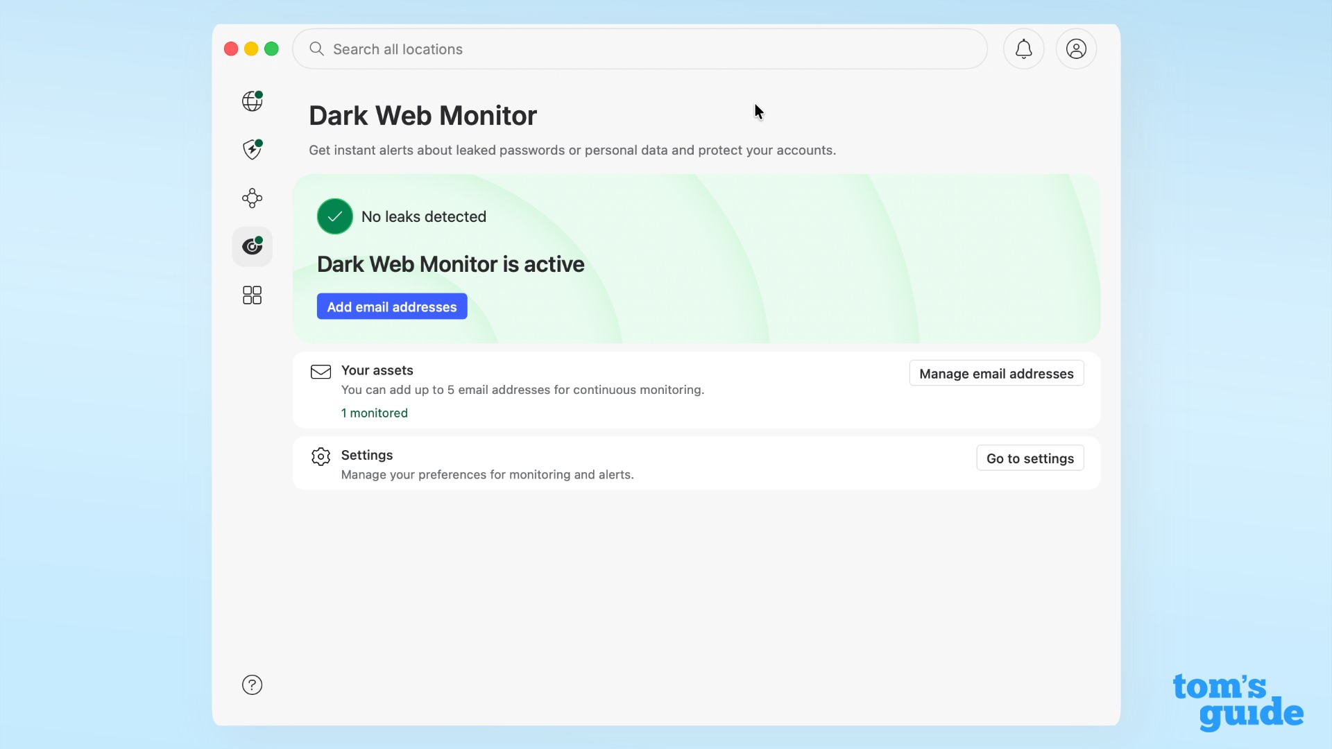 Dark Web Monitor UI on 2026 Mac app