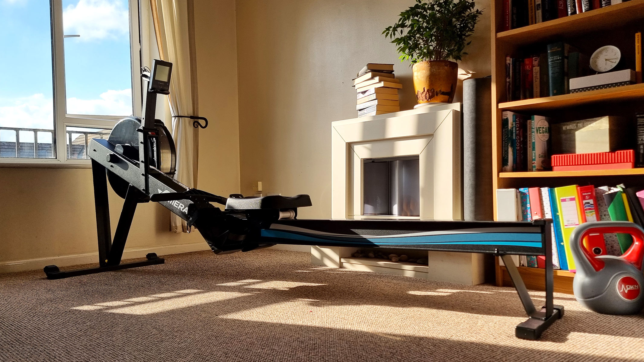 a picture of the Merach NovaRow R50 in a sunlit room