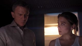 Daniel Craig and Léa Seydoux sharing a moment of concern in No Time To Die.