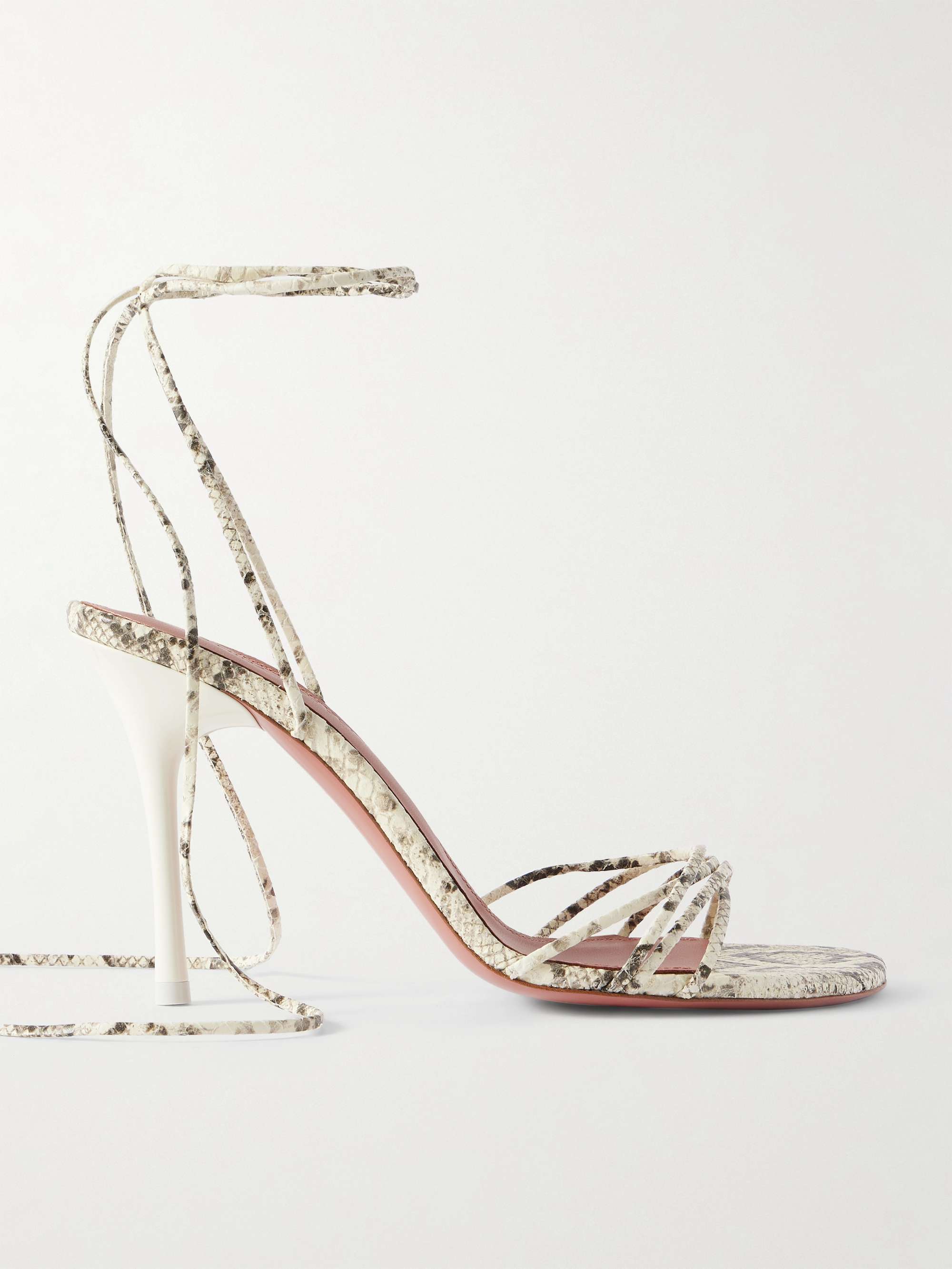 Lori Lace-Up Snake-Effect Leather Sandals