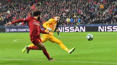 Mohamed Salah scored Liverpool’s second goal in their 2-0 win against Red Bull Salzburg 