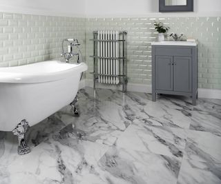 marble tile in traditional bathroom