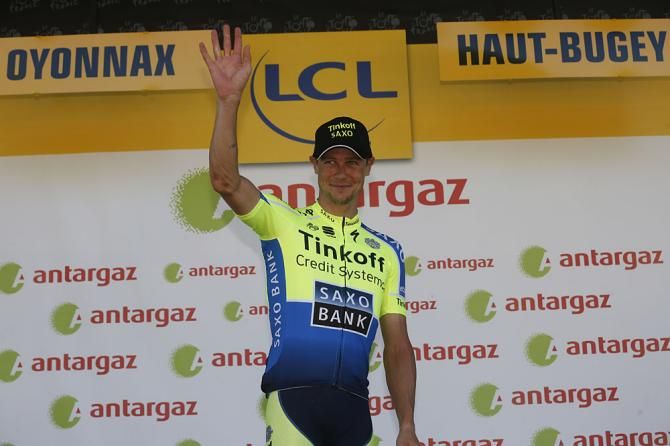 Nicolas Roche on the podium