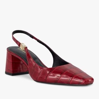 Dune Contact Croc Effect Leather Pointed Slingback Court Heels