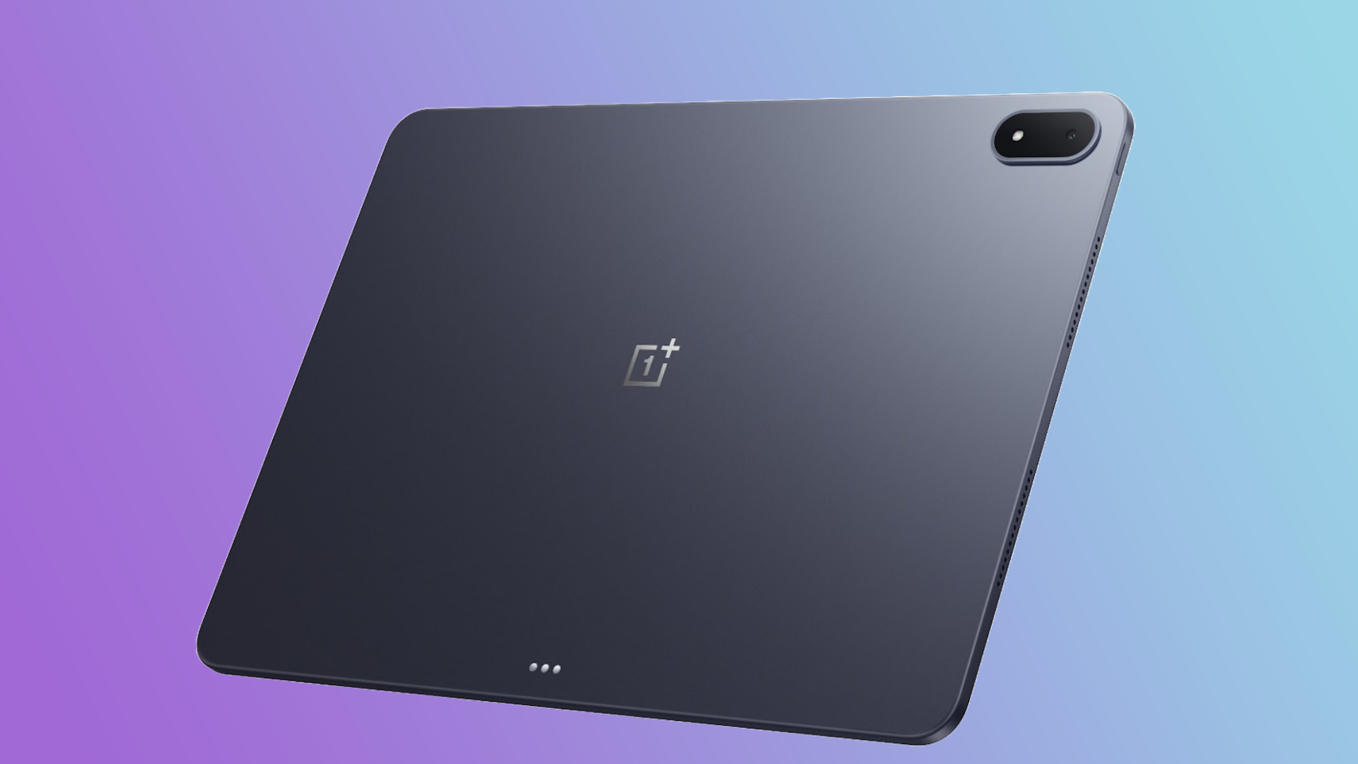 The OnePlus Pad 3 rear panel against a blue and purple gradient background