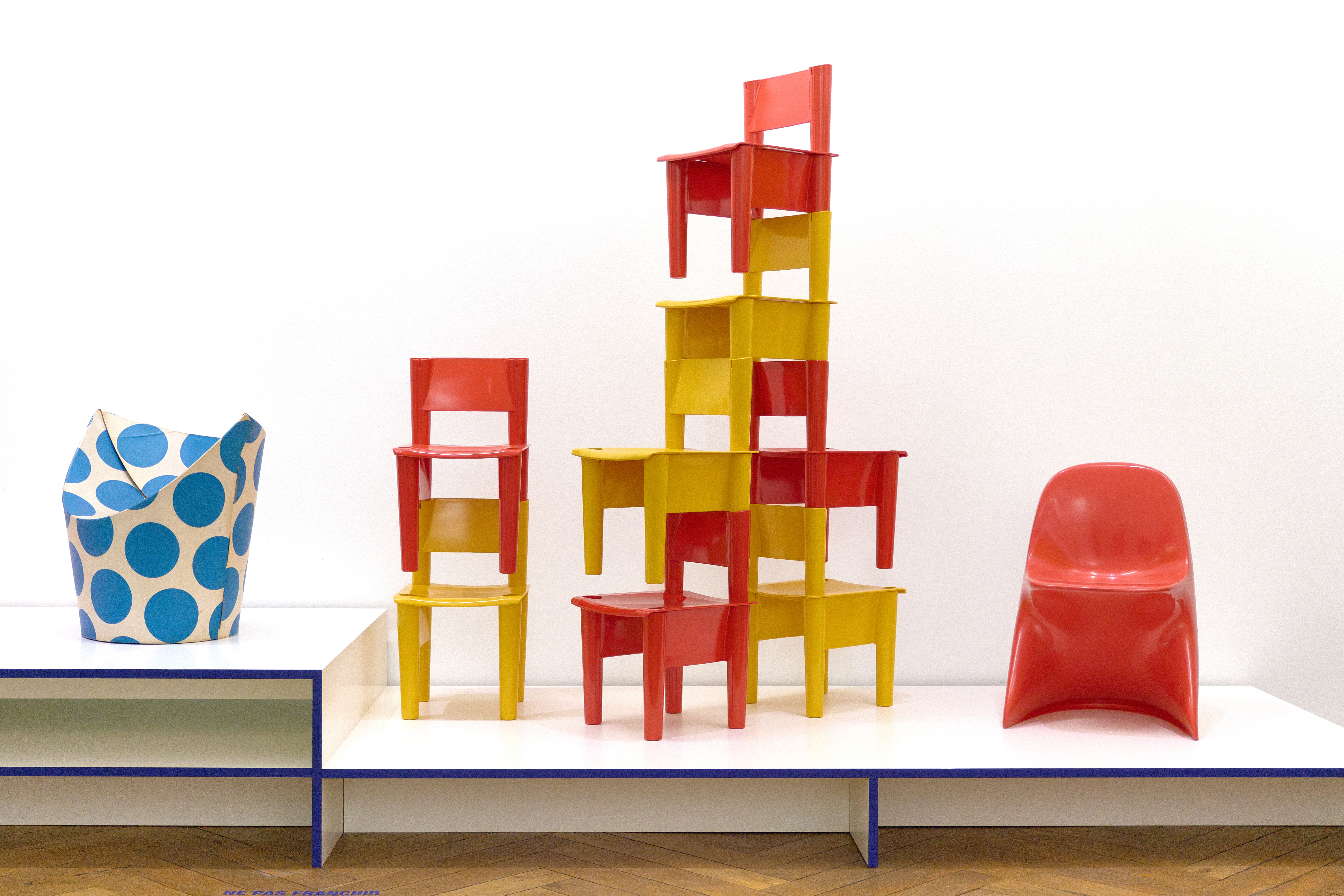 Exhibition of children furniture in bright colours