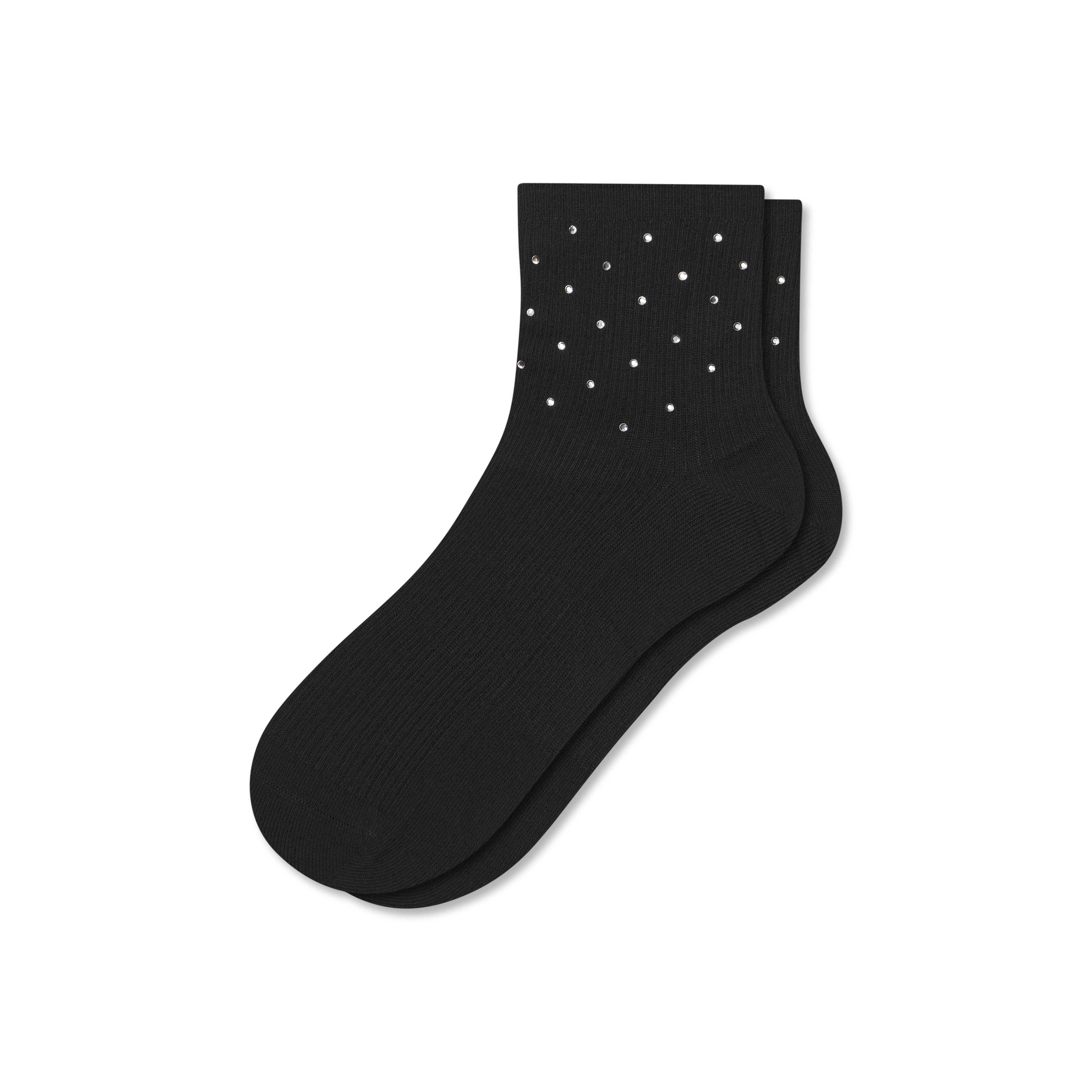 Women&amp;rsquo;s Rhinestone Rib Quarter Socks