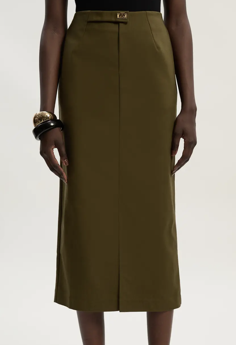 Karen millen, Techno Hardware Detail Woven Midi Pencil Skirt