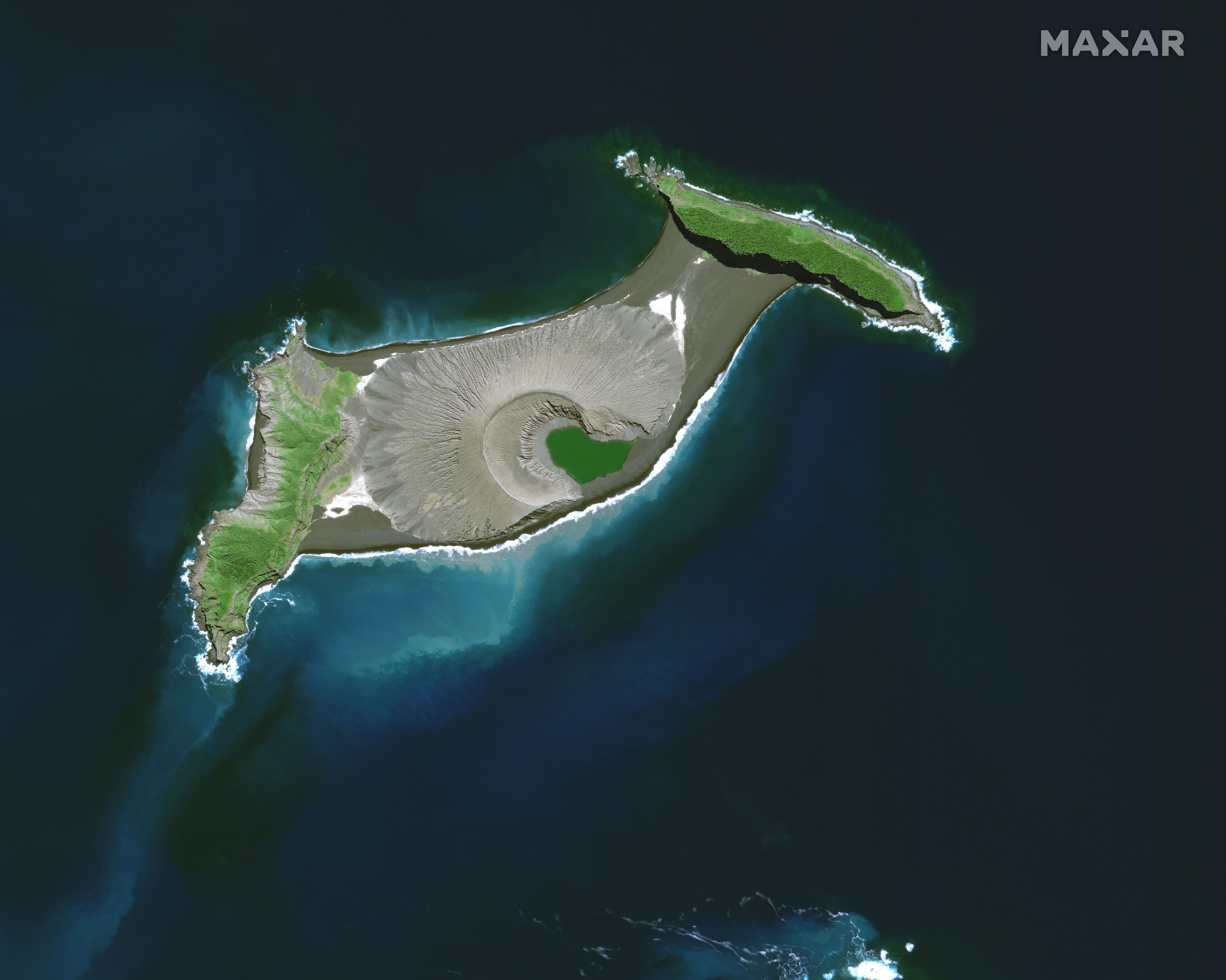 Hunga Tonga-Hunga Ha'apai, an island in Tonga, before erupting on Jan. 15, 2022.