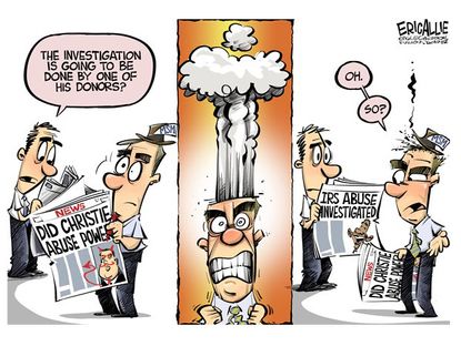 Political cartoon Chris Christie media