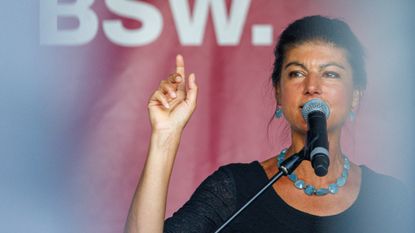 Sahra Wagenknecht at a campaign rally in Erfurt, ahead of Thuringia state elections 