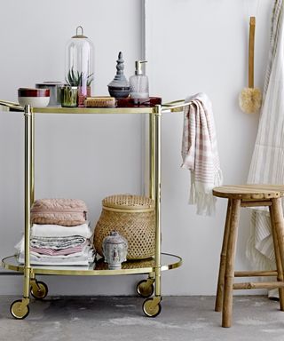 Gold bathroom trolley