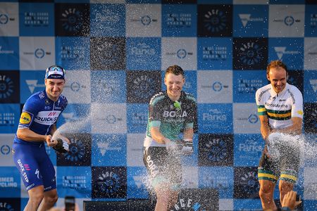 Sam Bennett sprays the champagne