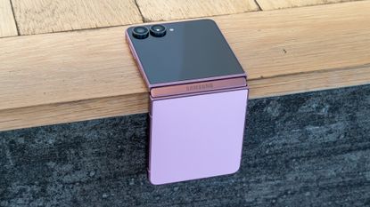 The Galaxy Z Flip 8 folded over a corner