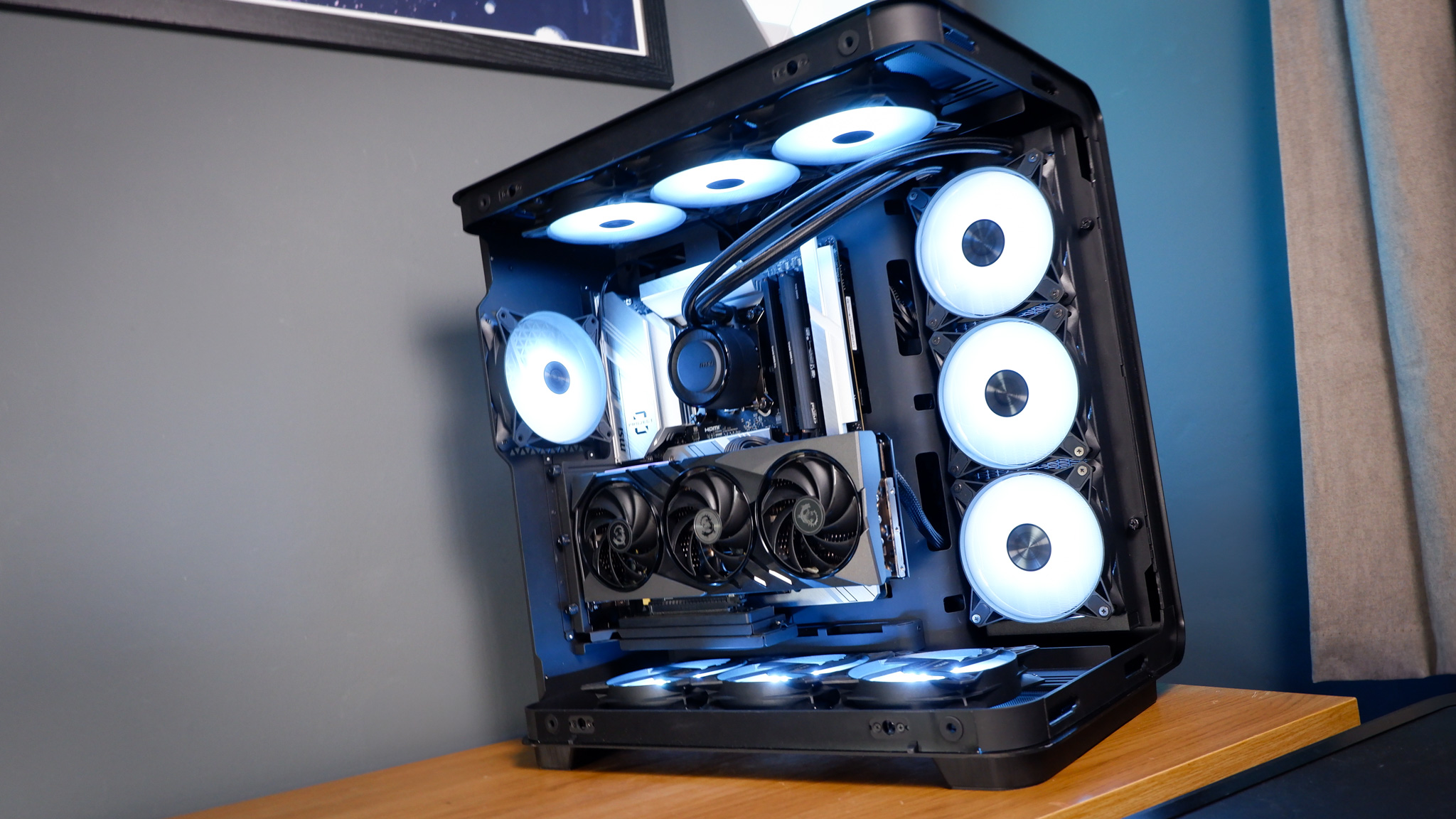 A gaming PC using MSI's Back-Connect 'Project Zero' components to create a nearly cable-free design.