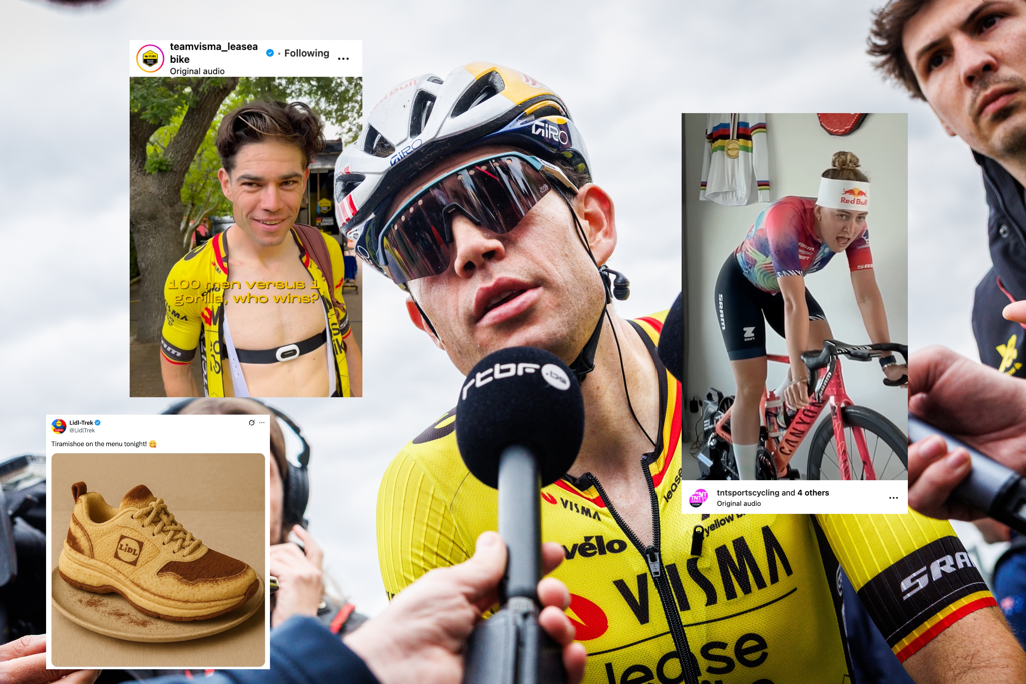 Wout van Aert speaking into a microphone
