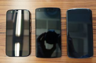 From left: Moto G, Nexus 5, Nexus 4