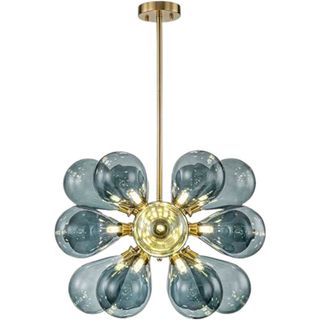 modern blue glass bulb chandelier