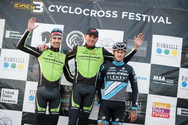 The elite men's podium (L-R): Jamey Driscoll, Ryan Trebon and Ben Berden