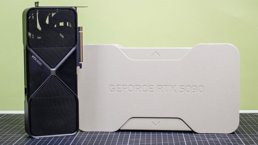 The Nvidia GeForce RTX 5090 on a desk