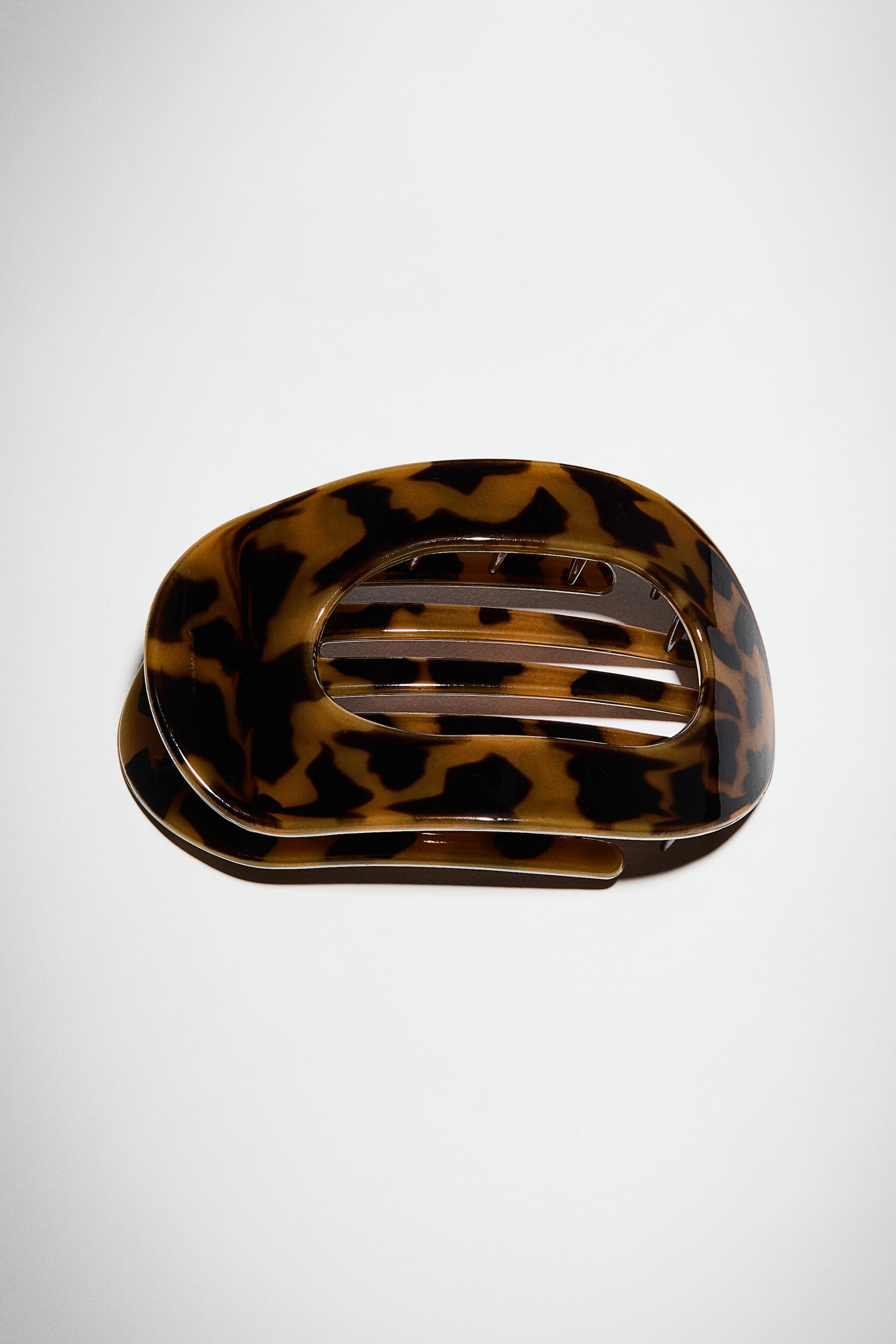 Oval Hair Claw - Dark Beige/leopard Print