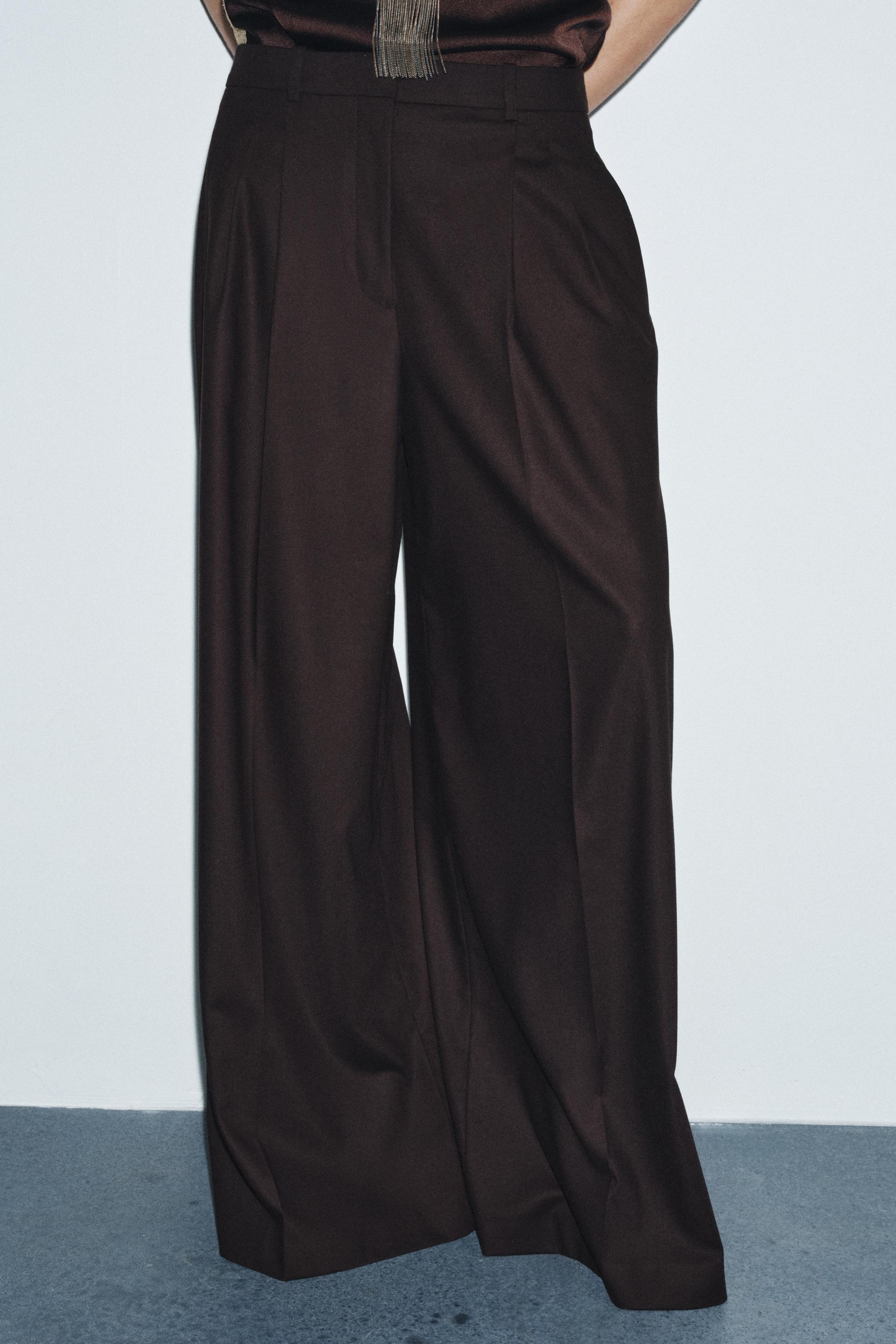 Zw Collection Wide-Leg Trousers With Pleats