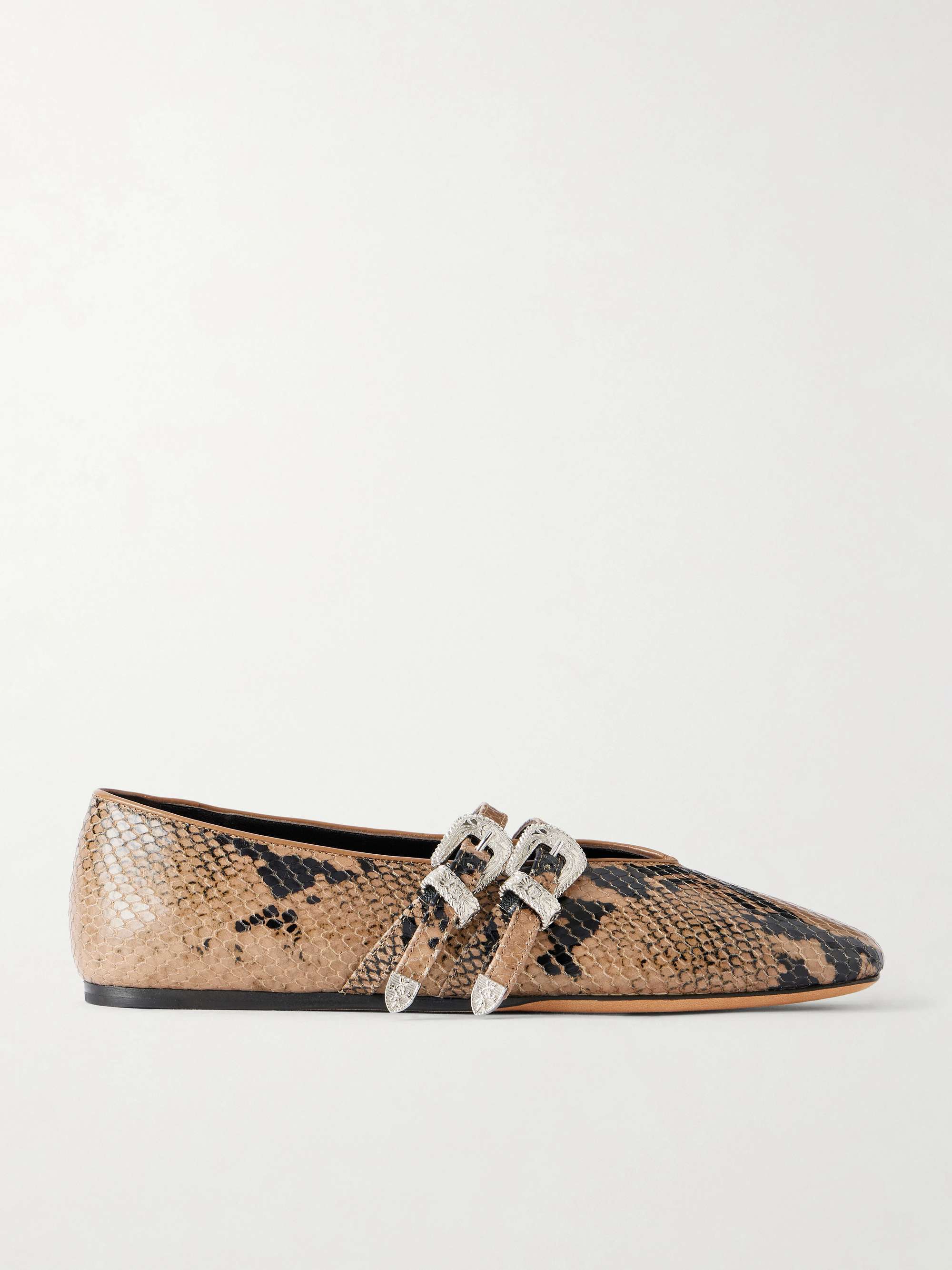 Claudia Snake-Effect Leather Ballet Flats