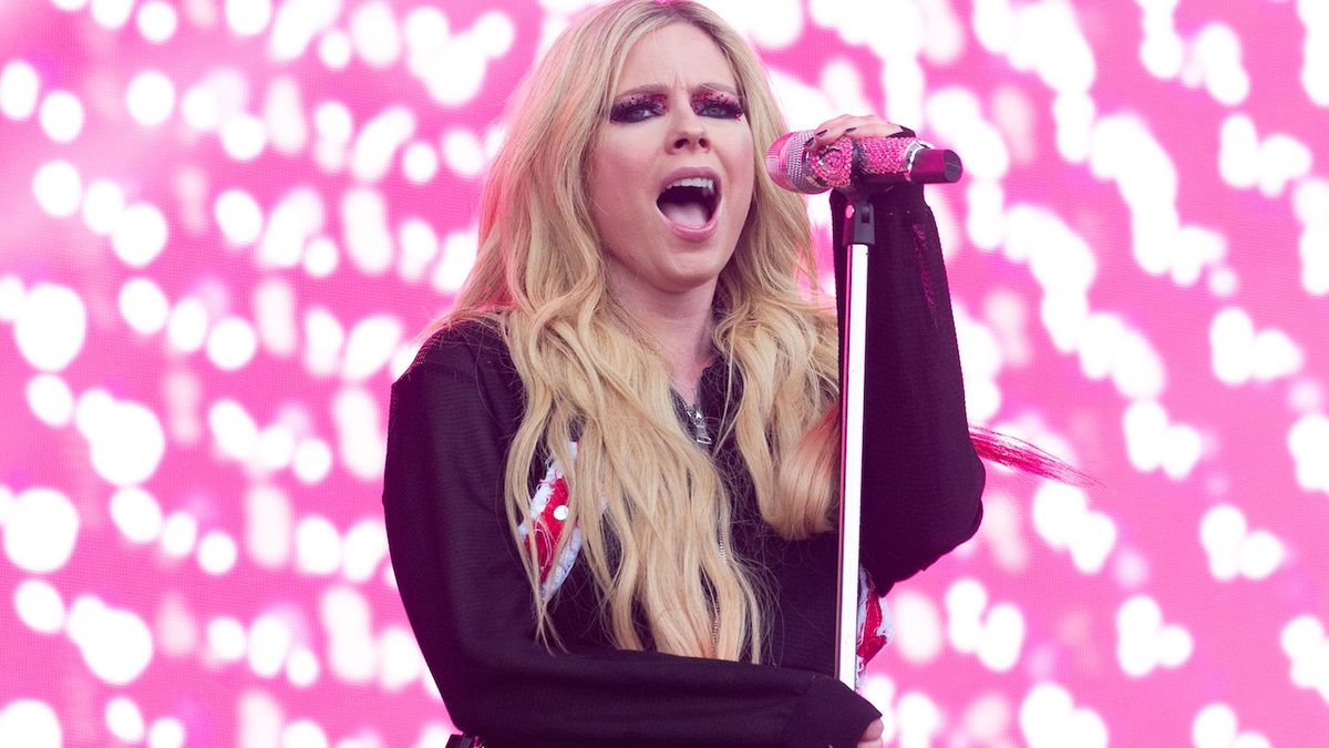 Avril Lavigne performing at Glastonbury in 2024