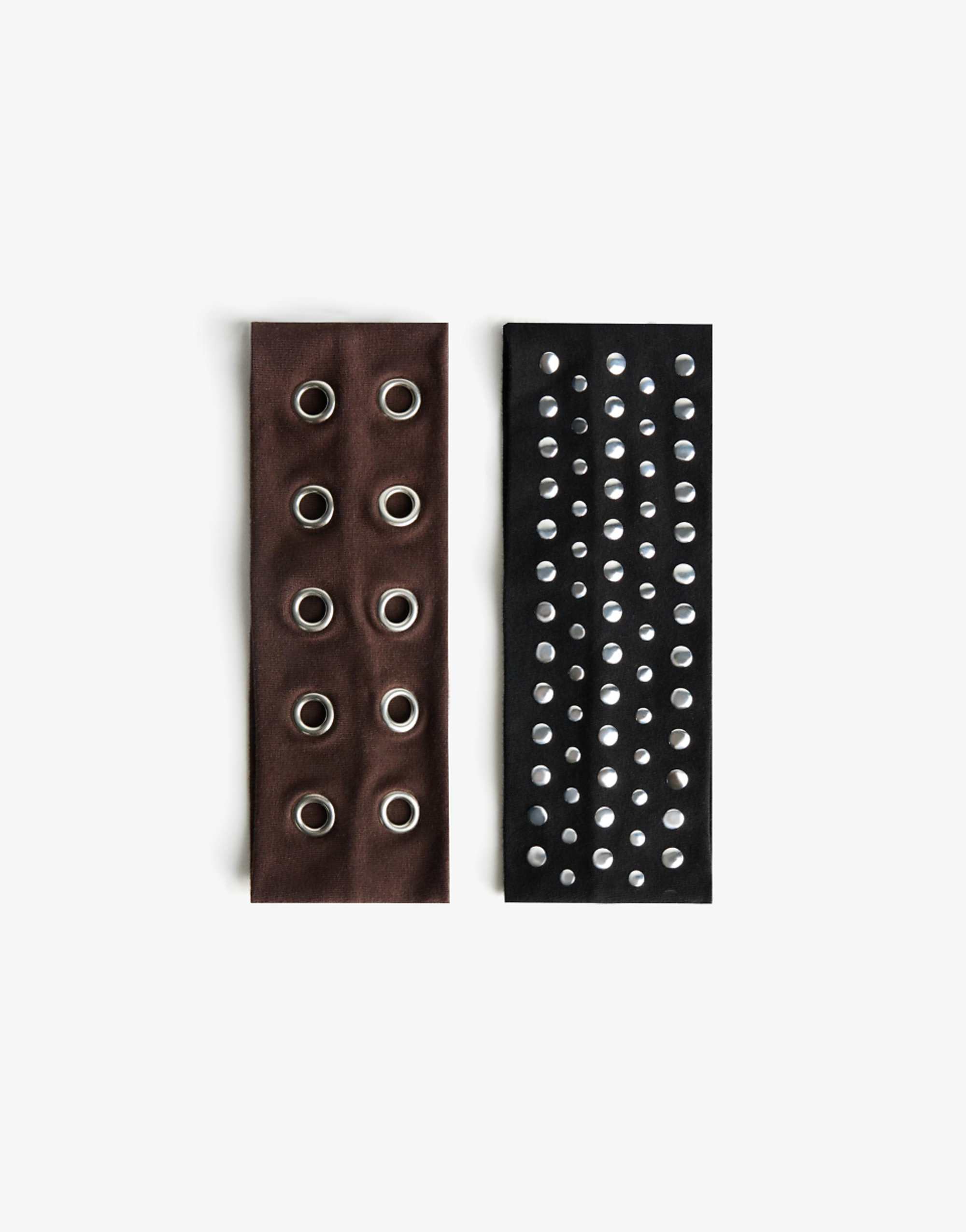 Bershka 2-Pack of Studded Headbands in Black