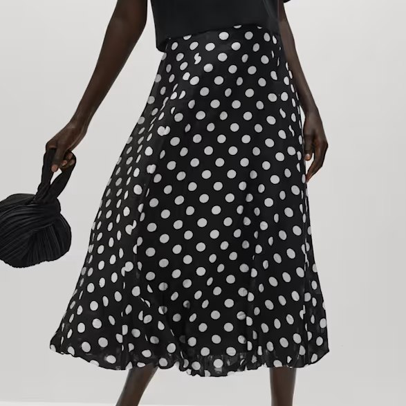 M&S Lyocell Rich Polka Dot Midaxi Skirt