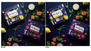 Mr Kipling before and after colour correction photos