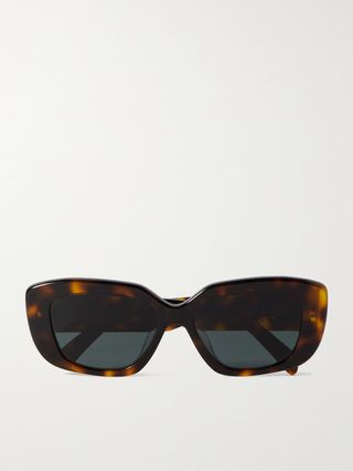 Triomphe Rectangular-Frame Tortoiseshell Acetate Sunglasses