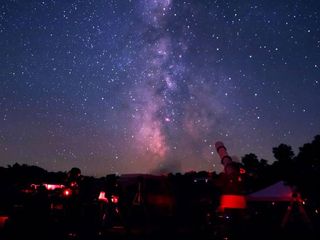 Amateur astronomers taking advantage of the extremely dark and clear skies in Cherry Springs State Park in northern Pennsylvania.