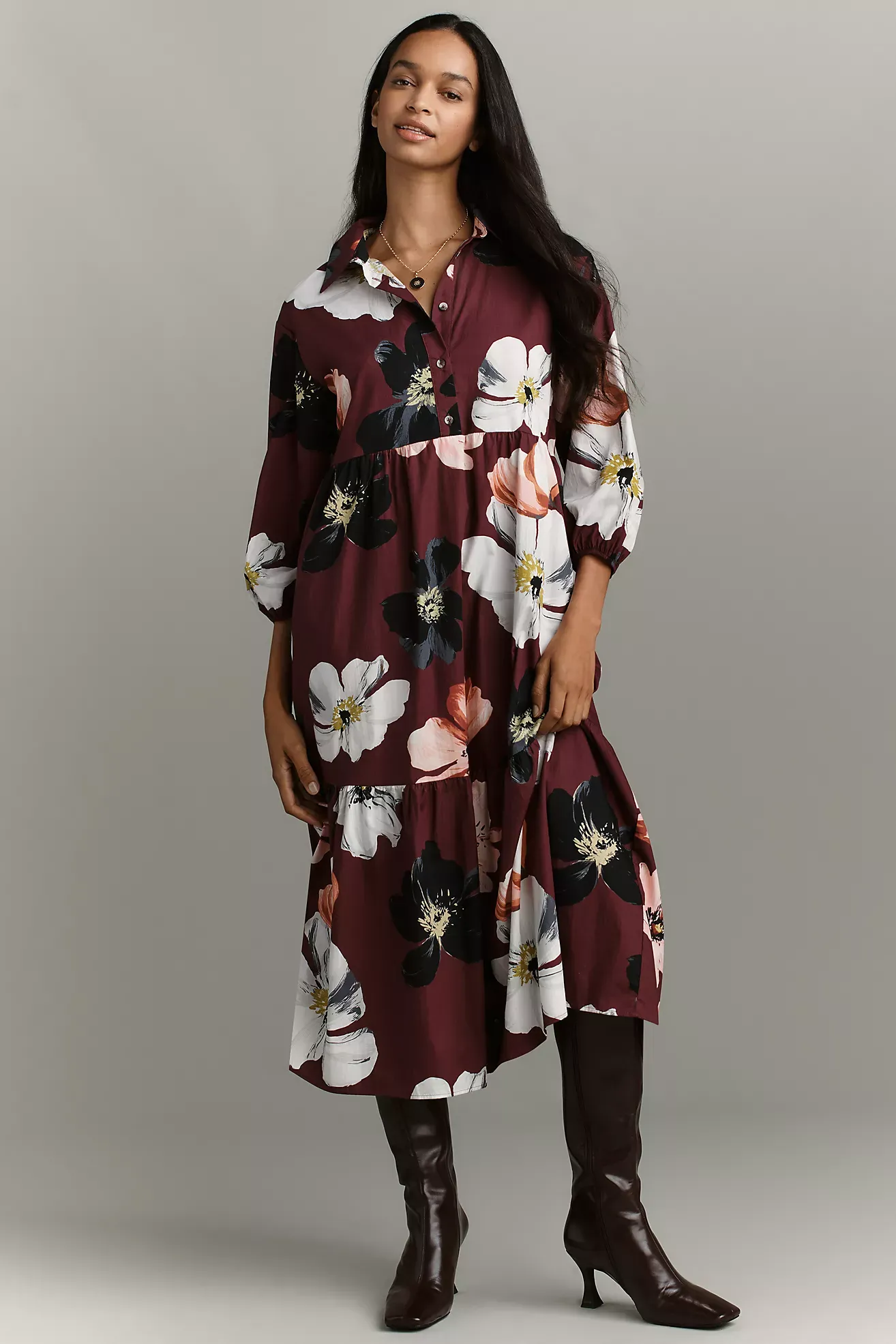 Anthropologie , The Bettina Tiered Shirt Dress by Maeve