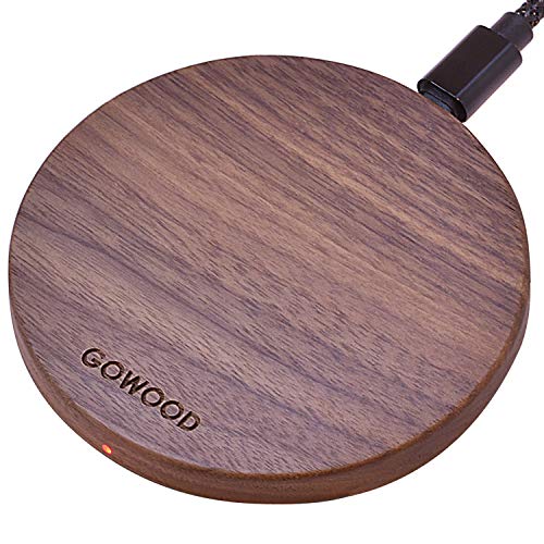 15w Fast Walnut Wood Wireless Charger - Convenient 1.5m Strong and Resistant Usb-C to Usb-A/c Compatible Charging Cable - Led Integrated Fast Wireless