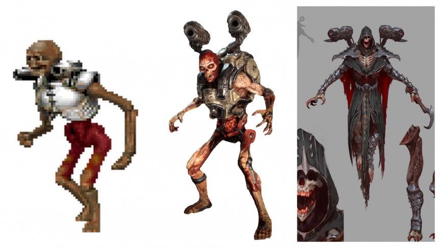 The evolution of characters and monsters in the Doom gaming franchise