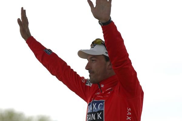 Fabian Cancellara (Saxo Bank) on the podium