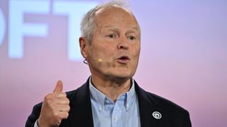 Yves Guillemot, CEO and co-founder of Ubisoft, speaks at the Ubisoft Forward livestream event in Los Angeles, California, on June 12, 2023. The event features a look at upcoming Ubisoft games. (Photo by Robyn Beck / AFP) (Photo by ROBYN BECK/AFP via Getty Images)