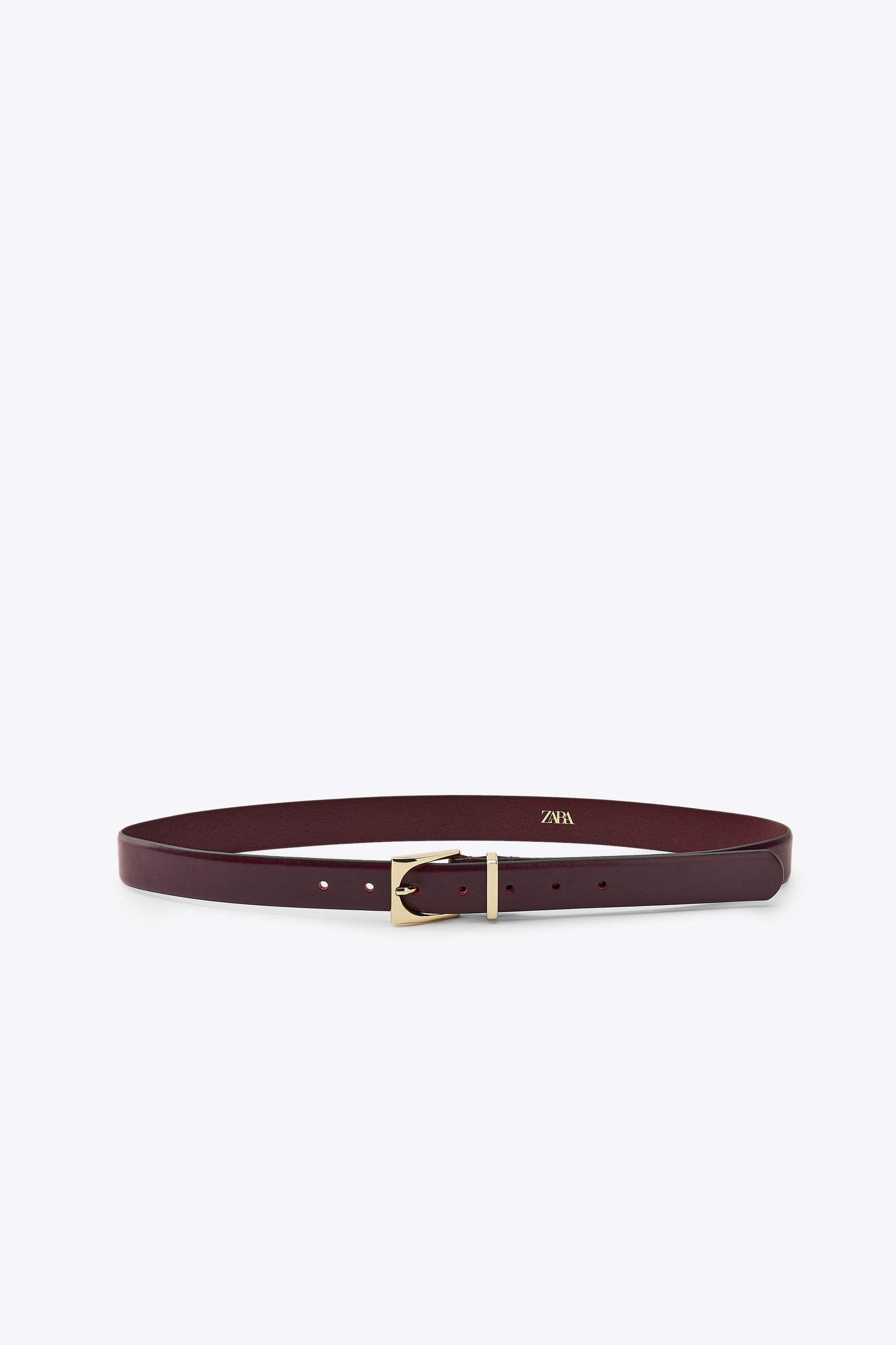 Leather Belt With Geometric Buckle