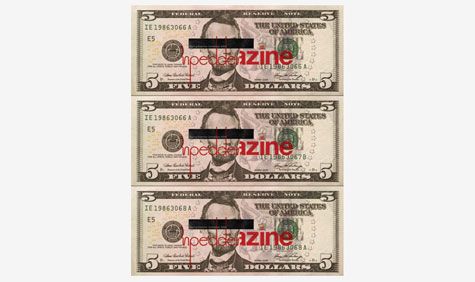 Pedderzine written on a 5 dollar note