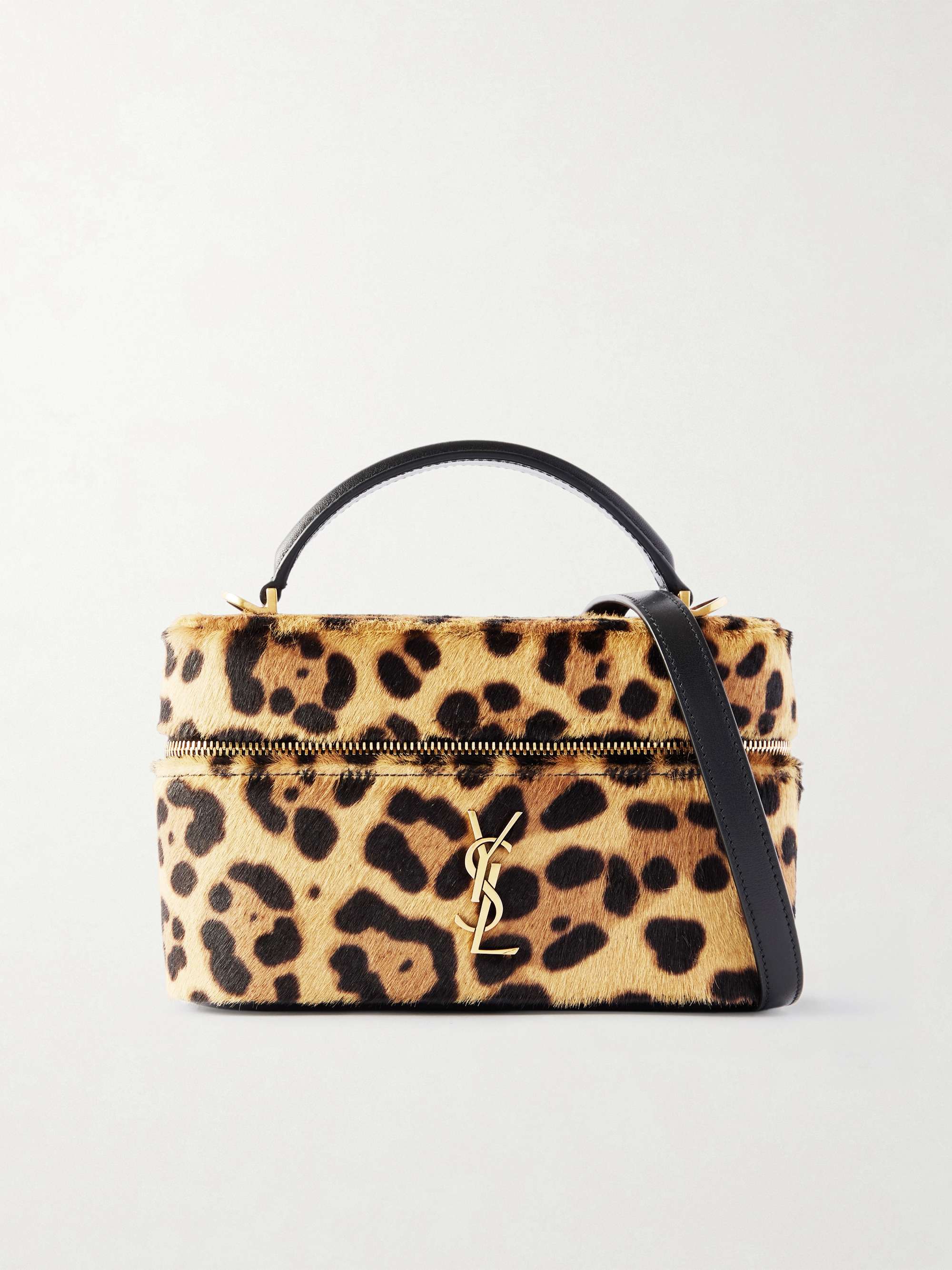 Gaby Vanity Leather-Trimmed Leopard-Print Calf Hair Shoulder Bag