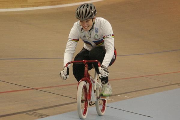 Anna Meares had a ball on the tiny bike too.