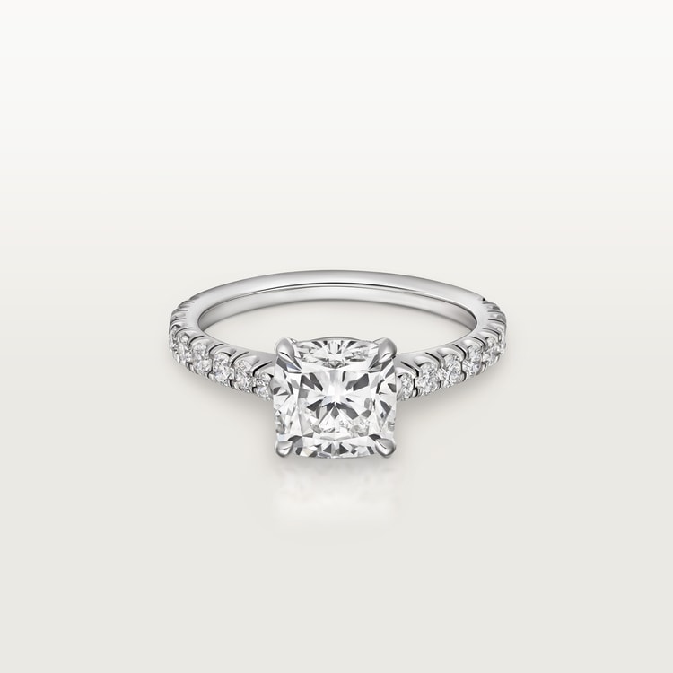 1895 Solitaire, Cushion-Cut Diamond, Paved