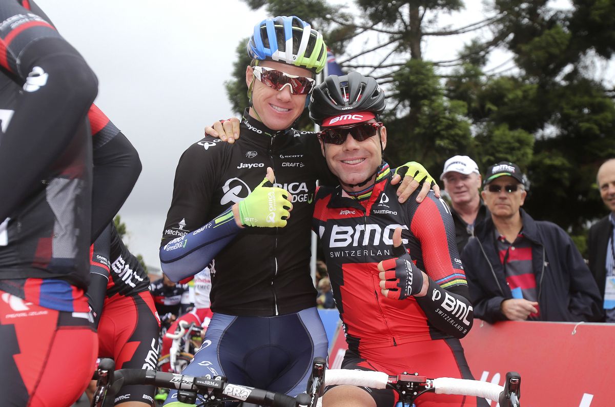 Simon Clarke with Cadel Evans in early 2015