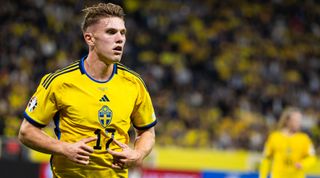 SOLNA, SWEDEN - SEPTEMBER 12: Viktor Gyokeres of Sweden looks on during the UEFA EURO 2024 European qualifier match between Sweden and Austria at on September 12, 2023 in Solna, Sweden. (Photo by Michael Campanella/Getty Images)